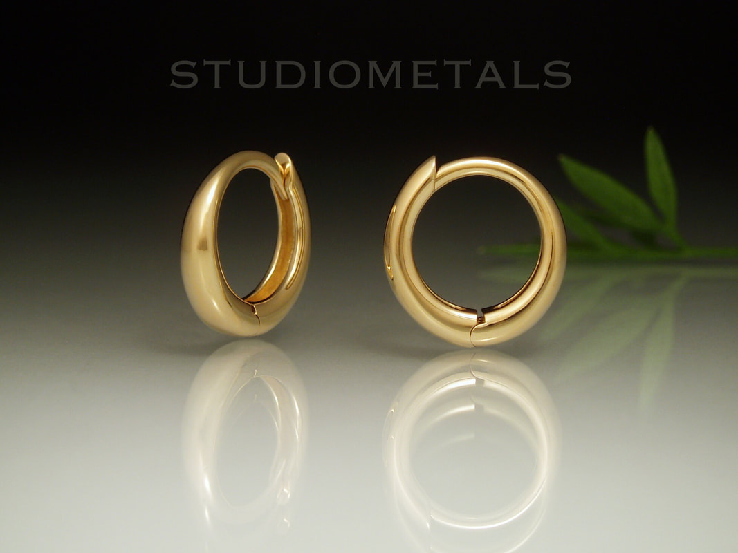 Mens Gold Hoop Earrings 18k Gold 12mm Mens Mini Huggie Hoop