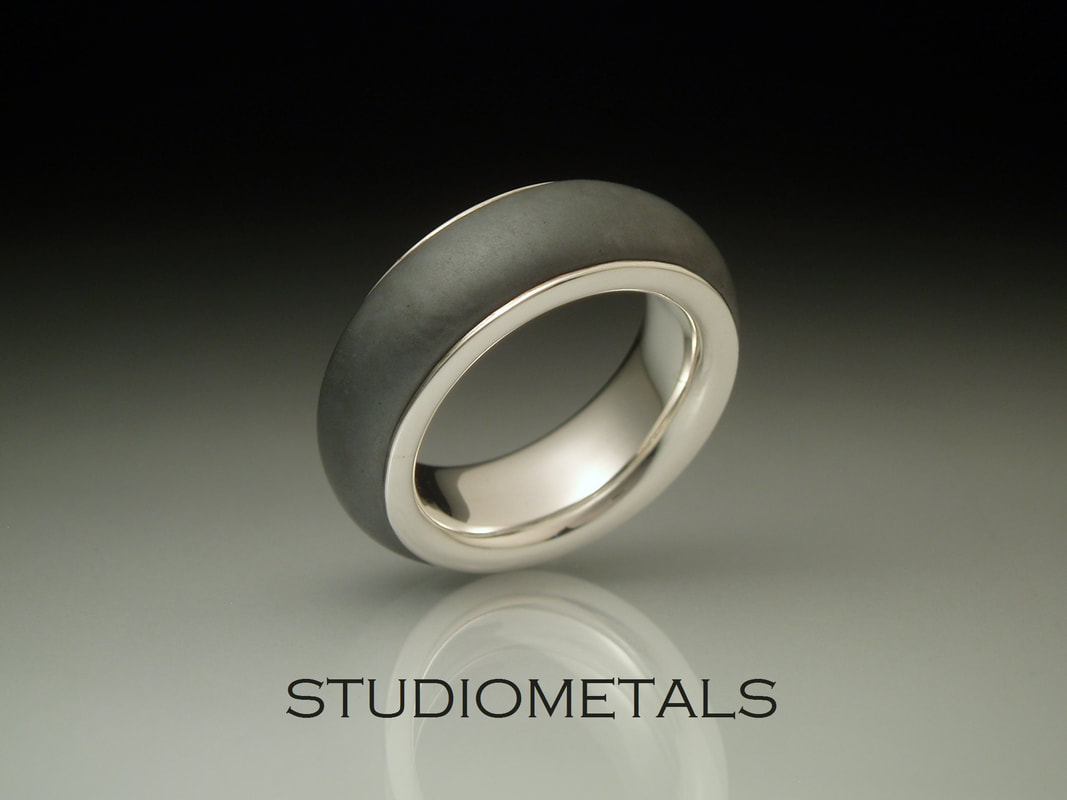 sterling silver and hematite stone band