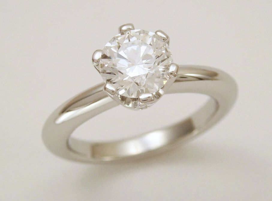 six prong platinum diamond engagement ring