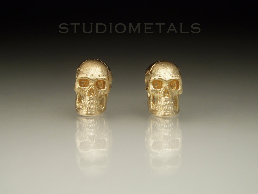 14K Gold Full Skull Studs - STUDIOMETALS