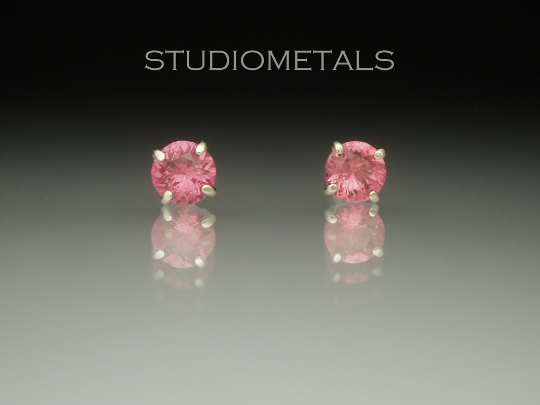 4mm pink tourmaline stud earrings