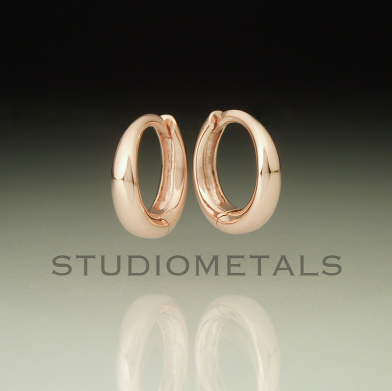 11mm polished rose gold huggie hoops