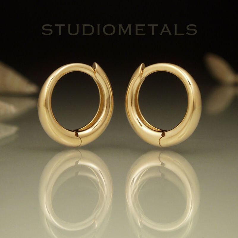 12mm round hoop earrings in solid 14k yellow gold