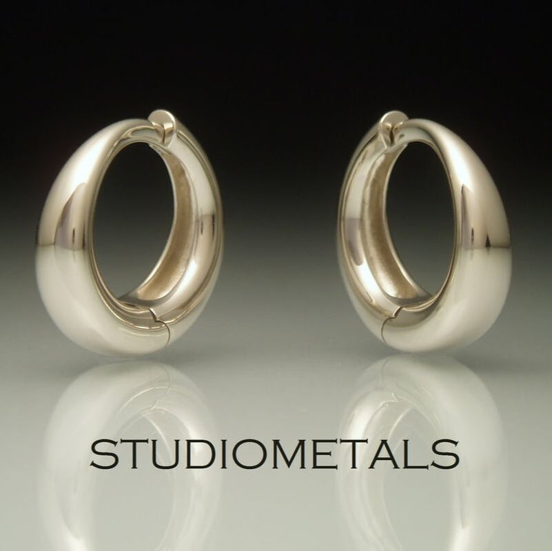 wide 16mm hinged hoop earrings in solid 14k white gold