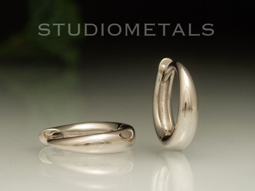 Nickel free white gold, oval huggie hoops, perfect for sensitive ears.